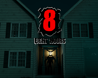 Eight Hours video game screen shot with Eight Hours Logo overlayed.